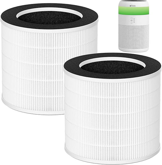 2 Pack Demi Filter Replacement, Compatible with Afloia Demi Air Purifier, HEPA 360° 3-Stage Filtration, Works for Hair Pet Dander, Odor, Dust Smoke, Pollen