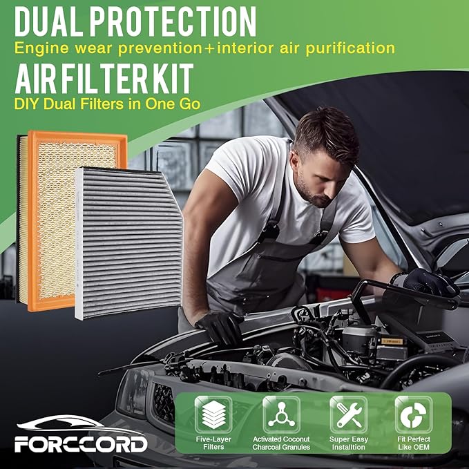 Cabin & Engine Air Filter Fit for Ford Transit 150/250/350/350HD 2015–2026 3.2L 3.7L 3.5L Activated Carbon Cabin Filter Replace#CF11743&CK4Z9601A Car Accessories