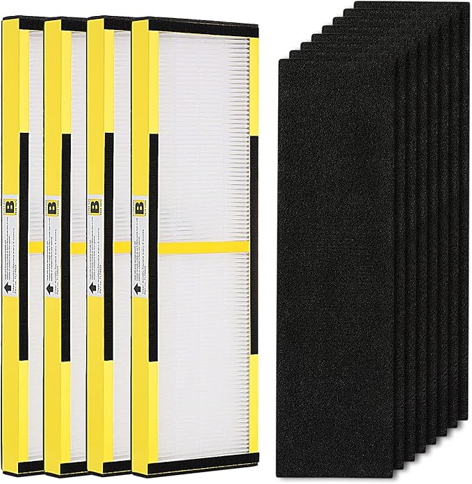 4 Pack FLT4825 Filter B Replacement with Activated Carbon Pre-Filters Compatible with Guardian Air Purifier AC4825 AC4300 AC4800 AC4900 AC4850 AP2200CA BXAP148 （4+8）