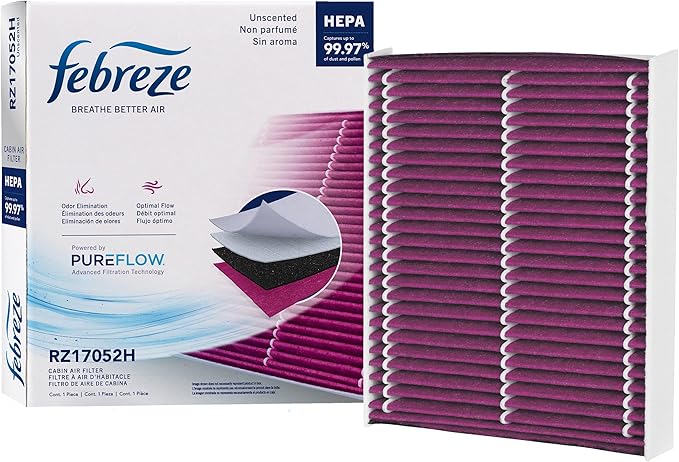 Febreze Odor Control HEPA Cabin Air Filter by PUREFLOW RZ17052H Fits 2019-2026 Toyota RAV4 2.5L, Subaru Ascent 2.4L; 2018-2027 Camry 2.5L; 2019-2027 Corolla 1.8L, 2.0L; 2018-2026 Crosstrek 2.0L