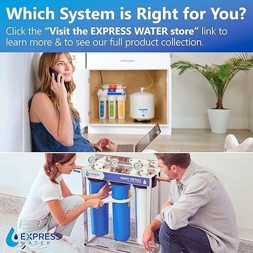 Express Water Whole House Water Filter System, Iron & Manganese 3 Stage Whole Home Filtration, Water Filter Removes Stains on Glassware, Fixtures, Laundry, Reduces Iron & Manganese for Well Water
