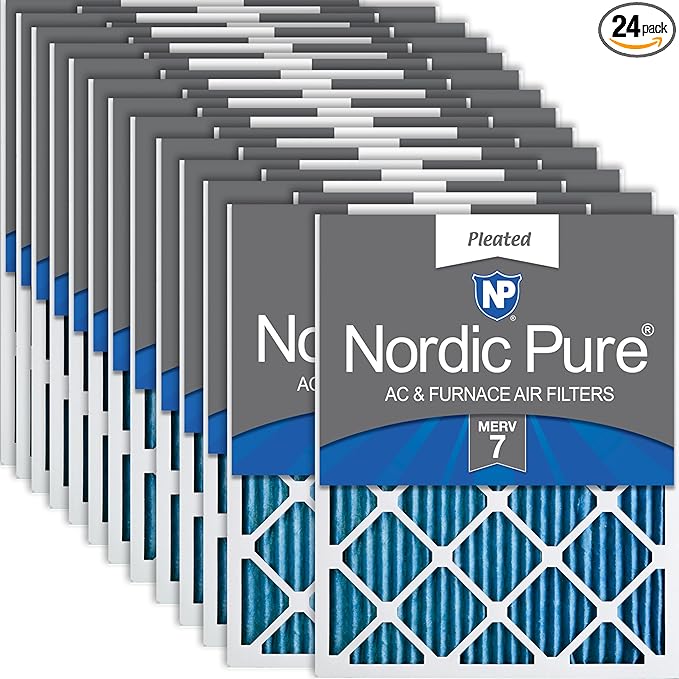 Nordic Pure 16x16x1 (Actual Size: 15 3/4 x 15 3/4 x 3/4) Pleated MERV 7 Air Filters 24 Pack