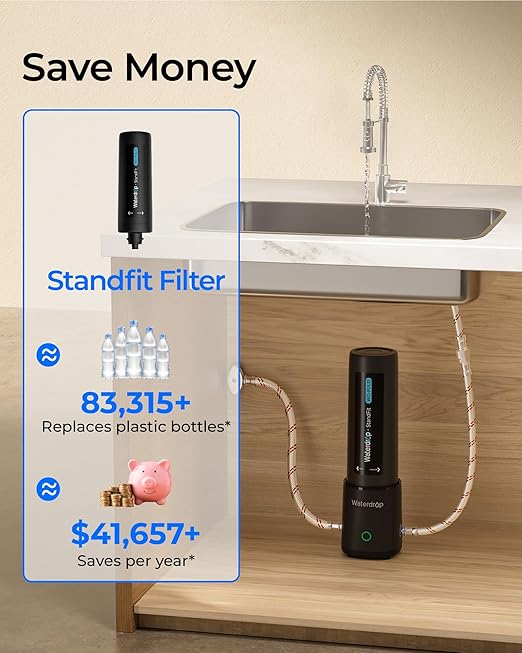 Waterdrop UL12A Under Sink Water Filter, Upgraded for 10UA, No Drill Required for Renters, Time Reminder, Easy Installation, Reduces Chlorine, Bad Taste & Odor, NSF/ANSI 42 Certified (Filter: FUL12)