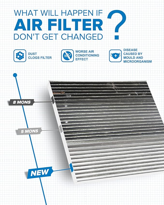 PHILTOP HEPA Cabin Air Filter w/Activated Carbon, Compatible with CF10381 Hyundai Sonata 2006-2010, Santa Fe 2007-2009, Azera 2006-2008, Kia Carnival 2022-2026, Optima 2006-2010