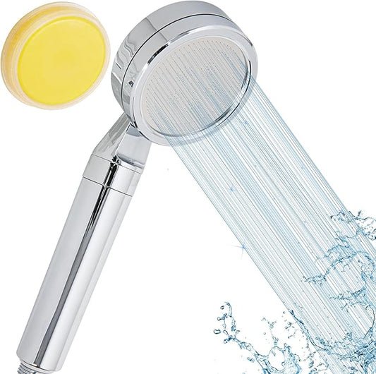 High Pressure Filtered Shower Head with Vitamin C & PP Cotton - Hard Water Softener & Chlorine Remover for Dry Skin, Hair Care - Handheld Dual Filtration Spa System, Chrome