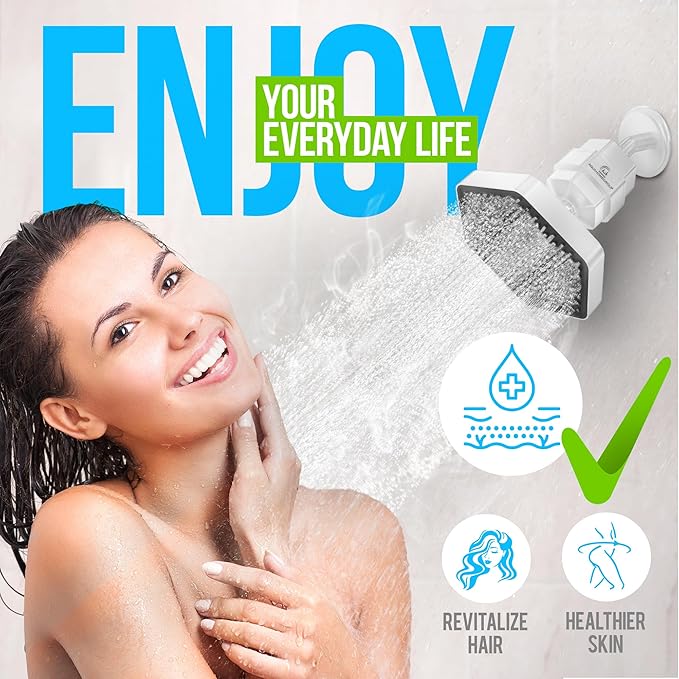 AquaHomeGroup Luxury Filtered Shower Head Set - 20 Stage Filter Reduces Chlorine, Heavy Metals and Sediment - Vitamin C E and A - White