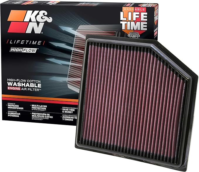 K&N High-Flow Original Lifetime Engine Air Filter: Increase Power: Premium, Washable: Compatible with 2012-2024 Lexus/Toyota: (See Product Description for Select Models) 33-2452