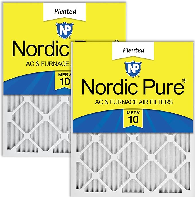 Nordic Pure 12x24x1 (Actual Size: 11 3/8 x 23 3/8 x 3/4) Pleated MERV 10 Air Filters 2 Pack
