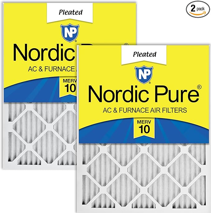 Nordic Pure 12x20x1 (Actual Size: 11 1/2 x 19 1/2 x 3/4) Pleated MERV 10 Air Filters 2 Pack