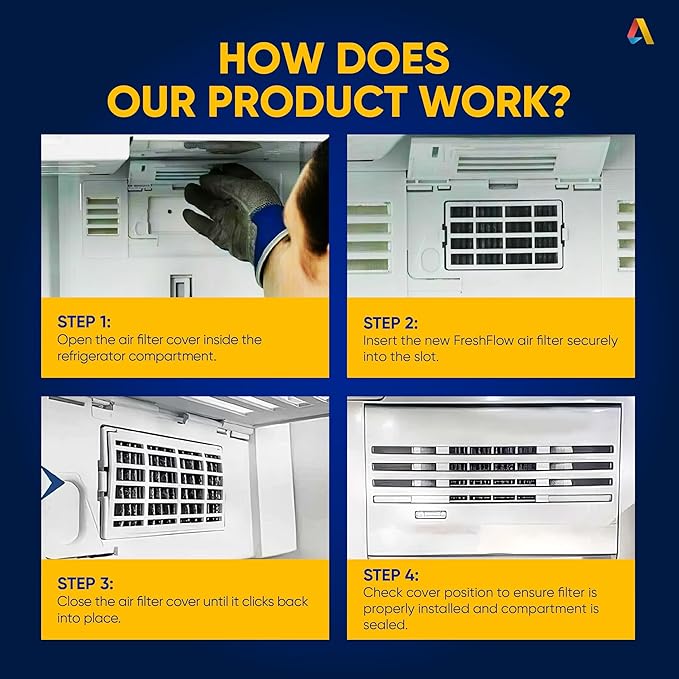 4 Pack W10311524 Refrigerator Air Filter Cartridge by Canamax - For Whirlpool AIR1 Kenmore KitchenAid Maytag JennAir Fresh Flow - Replaces W10315189 W10335147 2319308 1876318 AP4538127 AH2580853