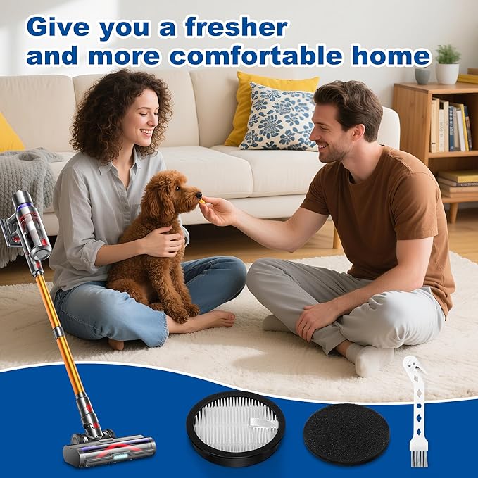 19 Pcs AceVac 11 Filter Replacement Only Compatible with AFNOP AceVac11 Cordless Anti-tangle Stick Vacuum Cleaner for Home with LED Touch Screen, 4 HEPA Filters, 8 Sponge Filters, 1 Cleaning Brush