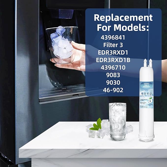 4396841 edr3rxd1 Water Filter Replacement for Filter, Compatible with 3, 9030, 460-9083, 9083, 4396841, 4396710 Double-Pack