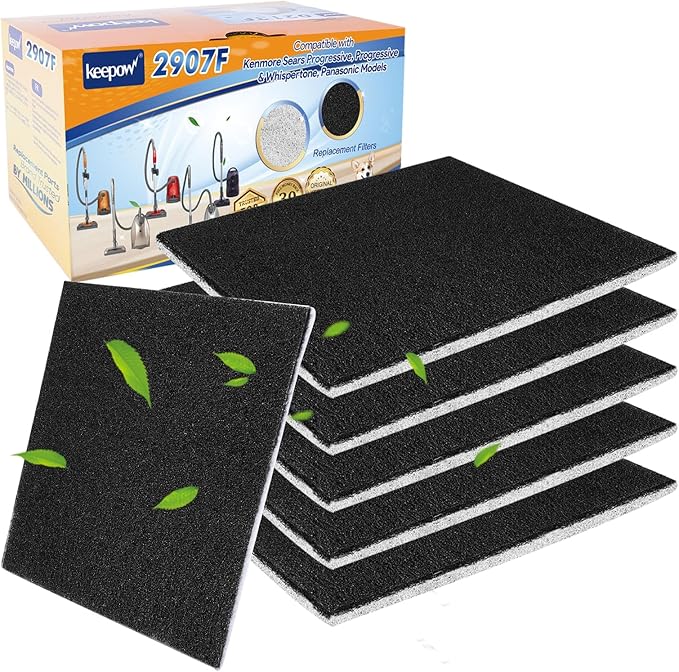 KEEPOW 6 Pack CF-1 Hepa Filter Replacement Compatible with Kenmore Sears Progressive CF-1, Progressive & Whispertone, Panasonic Models, Including 86883, 86880, 20-86883, 2086883, 8175084