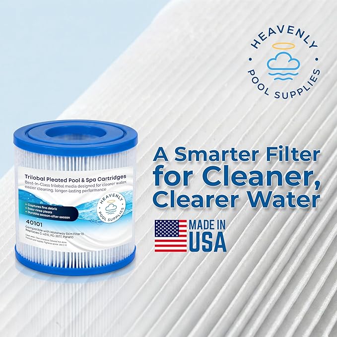 Pool, Spa, & Hot Tub Filter Cartridge, Trilobal Media — Replaces Unicel C-4310, Filbur FC-3077, Pleatco PWW10, Darlly 40101, XLS-435, Aladdin 11003 & More, Compatible with Waterway Skim Filter 10