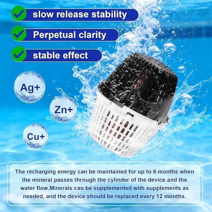 Pool Unit 20k-30k Gallons Black Replacement for Pool RX, Compatible with Mineral Cartridge Above Ground and Inground Pools Filter Replacement