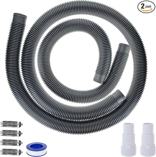 U.S. Pool Supply 1.5" Heavy-Duty Above Ground Pool Hose Replacement Kit - 3 Foot and 6 Foot Silver Hoses, 2 Connection Adapters, 4 Clamps - Compatible with Intex Filter Pumps