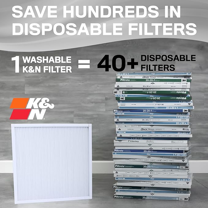 K&N 18X24X1 HVAC Furnace Air Filter, Lasts a Lifetime, Washable, Merv 8, the Last HVAC Filter You Will Ever Buy, Breathe Safely at Home or in the Office, HVC-8-11824