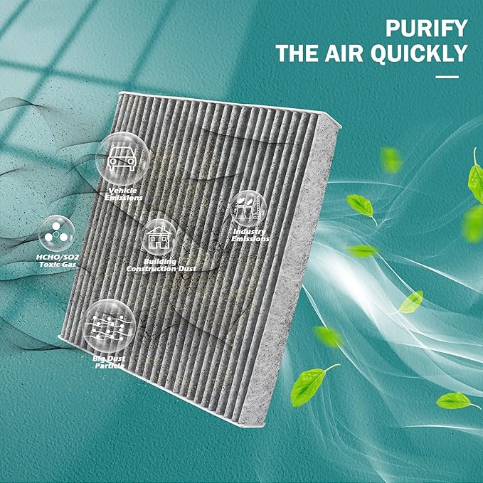 Cabin Air Filter Replacement for Toyota Tacoma 2005-2023, Dodge Dart 2013-2016, Pontiac Vibe 2003-2008 CF10374 FD374 CP374 BE-374 with Activated Carbon 1 Pack