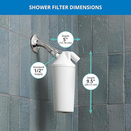 Aquasana Shower Filter | Dermatologist-recommended for softer, healthier skin & hair | Proven to reduce 90% of chlorine for 6 months | High pressure | Use your own shower head | AQ-4100NSH