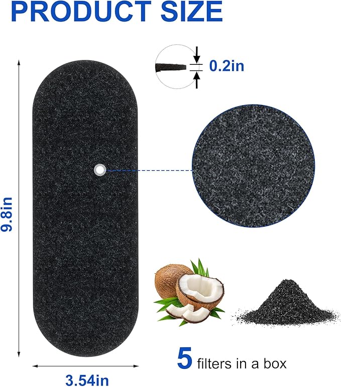 Universal Ceiling Fan Filters for Blades, Activated Carbon Fan Air Purifier Pads, Washable Reusable Dust Allergen Pet Dander Smoke Odor Eliminator, Easy Install (5 Pack)