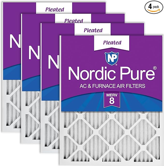 Nordic Pure 16x20x1 (Actual Size: 15 1/2 x 19 1/2 x 3/4) Pleated MERV 8 Air Filters 4 Pack