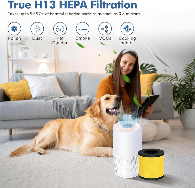 PU-P05/AC201B Pet Replacement Filter Compatible with FULMINARE PU-P05 and Purivortex AC201B Air Purifiers, H13 True HEPA Air Filter for Home Pets Dander Dust Smoke Pollen 2pack