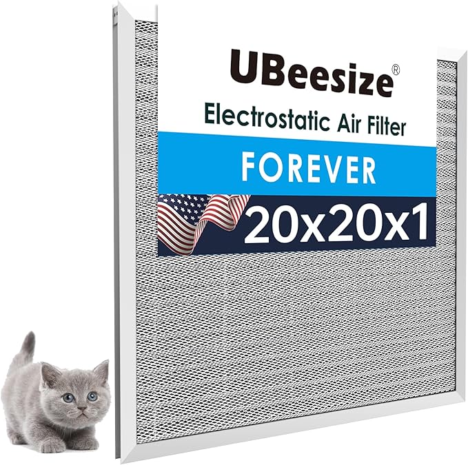 UBeesize 19.75x19.75x0.82 Inch Reusable Air Filter - Washable, MERV 8, Permanent, Electrostatic - Lasts a Lifetime - Enjoy Fresher Air in Home and Office HVAC AC Furnace Systems