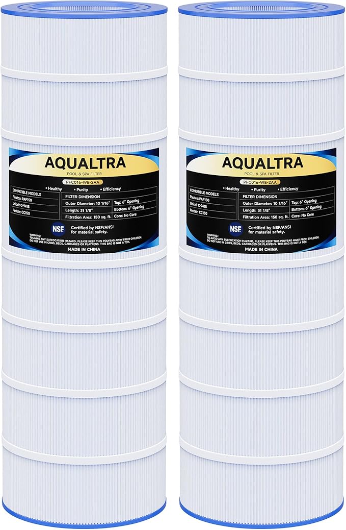 AQUALTRA Pool Filter Compatible with CC150, PAP150, CCRP150, PAP150-4, Ultral-C4, PP-C4, C-9415, R173216, FC-0687, 150 sq. ft. 31 1/8" x10 1/16" 2 Pack