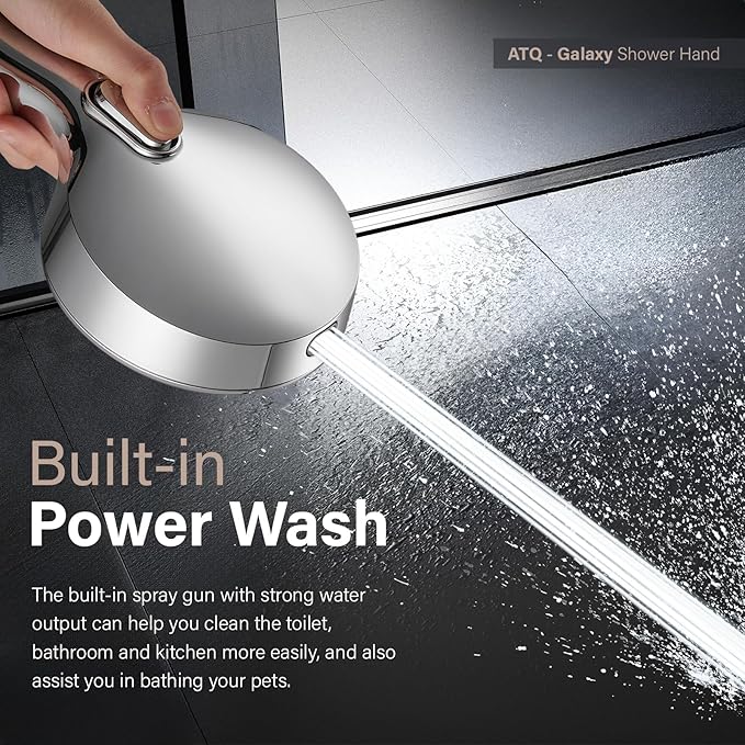 Filtered Shower Head 7 Spray Mode High Pressure Shower Head with Handheld Water Softener Filters Beads,79" Long Hose,Built-in Power Wash Mode (7 Modes, Chrome)