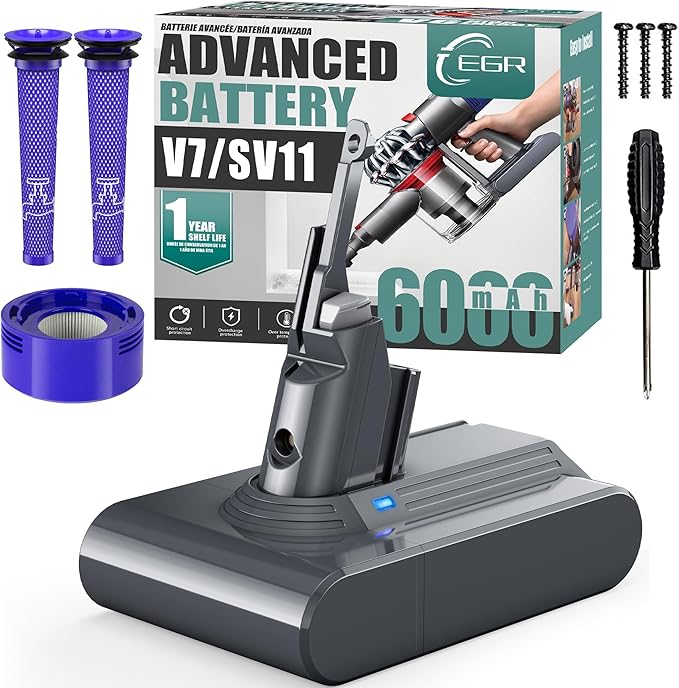EGR Upgrade 21.6V V7 Battery Replacement Compatible with Dyson SV11 V7 Motorhead/Animal/Trigger/HEPA/Car+Boat/Absolute Handheld Cordless Vacuum Cleaners. (Not Fit V6, V8, V10)