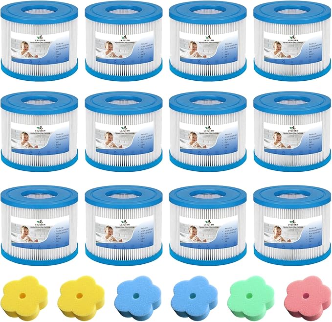 Type VI Hot Tub Filter Replacement Compatible with Coleman SaluSpa 90352E/58323E/58323, for Lay-Z-Spa Pool Pump-12 Pack
