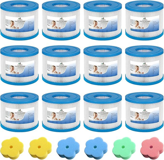Type VI Hot Tub Filter Replacement Compatible with Coleman SaluSpa 90352E/58323E/58323, for Lay-Z-Spa Pool Pump-12 Pack