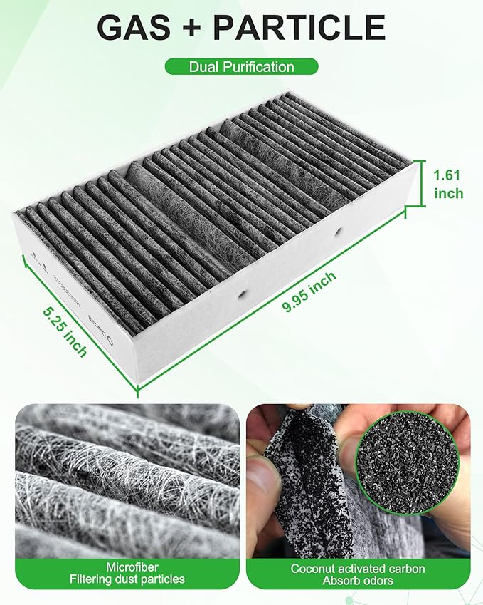 Cabin Air Filter Set Fits for Mercedes 2016-2019 GLE400 GLE350 GLE550e GLE43/GLE63 AMG; 2012-2015 ML350; 2017-2019 GLS450 GLS550; 2013-2016 GL450 GL550 GL63; Replace 1668300318 1668300218