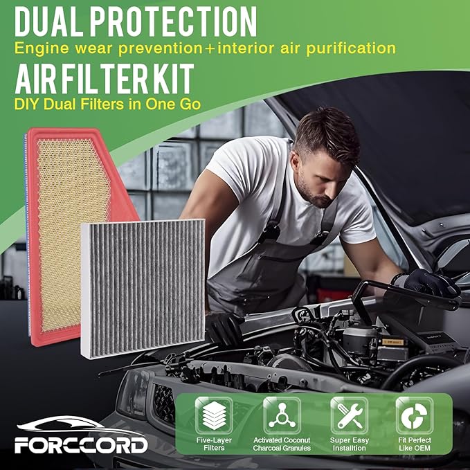 Cabin & Engine Air Filter Fit for 2019-2025 Cadillac XT4, 2016-2025 Chevrolet Malibu, 2021-2026 Buick Envision, 2018-2020 Regal Sportback, 2018-2020 Regal TourX Replace#CF11966 23430313