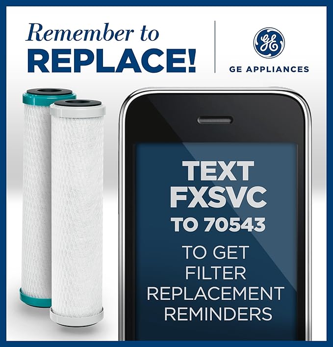 GE SmartWater FXSVC Under Sink Water-Filter, Replacement for Water Filtration System, Reduces Sediment & Other Impurities, Replace Every 6 Months, 2 Filters (Pack of 3)