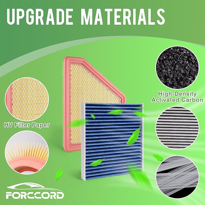 Cabin & Engine Air Filter Fit for Chevrolet Chevy Equinox 2010-2017, GMC Terrain 2010-2017 Activated Carbon Cabin Filter Replace#CF10742 CA10465 Car Accessories