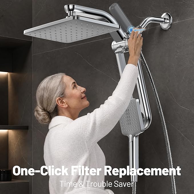 1-Pack Gray Shower Head Filter Replacement for L400099 DAKINGS Chrome Filtered Rainfall Shower Head Combo, Remove Chlorine, Reduces Dry Itchy Skin