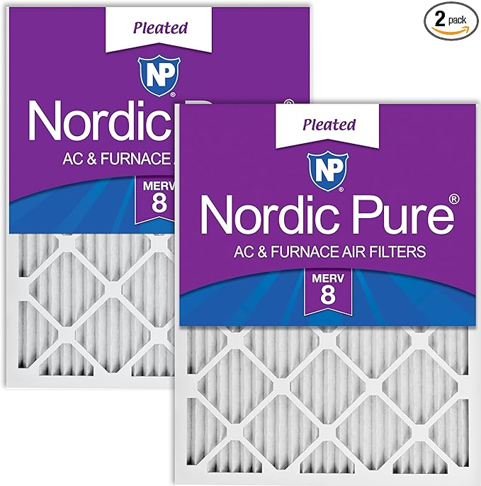 Nordic Pure 18x25x1 (Actual Size: 17 1/2 x 24 1/2 x 3/4) Pleated MERV 8 Air Filters 2 Pack