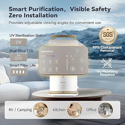 Y60EC Cold Reverse Osmosis Water Mineralization System — Featuring Natural Mineral Activation, 10-Stage RO Filtration, Ultra Dual UV, Alkaline Water,4:1 Pure-to-Drain Ratio