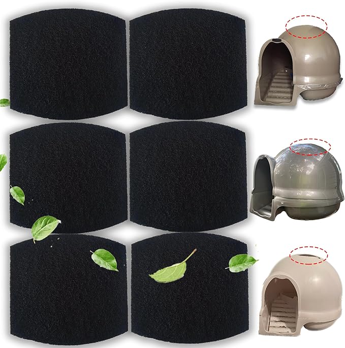 PurifyLogix Carbon Filters Compatible with Petmate Booda Clean Step Cat Litter Box - Thickened and Durable Activated Charcoal Filters, Absorb Odors/Control Damp from Pets/Keep Home Fresh (6 Pack)