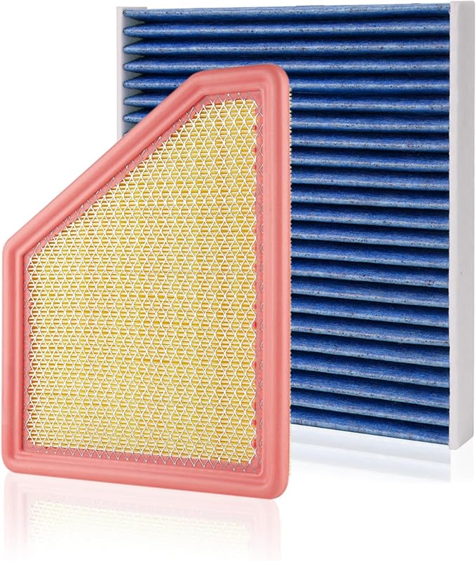 Cabin & Engine Air Filter Fit for Chevrolet Chevy Equinox 2010-2017, GMC Terrain 2010-2017 Activated Carbon Cabin Filter Replace#CF10742 CA10465 Car Accessories