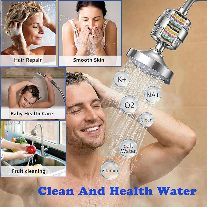 4 Pack 20 Stage Shower Filter Replacement Cartridge to Remove Chlorine Fluoride Heavy Metal, Shower Cartridge Filter for Hard Water, High Output Water Softener for Skin & Hair Healthy