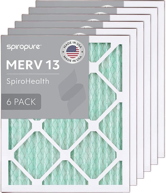 SpiroPure 9x11x1 MERV 13 Pleated Filter Air Filters (6 Pack)