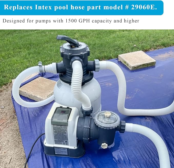 1.5" Pool Pump Hose for Intex Sand Filter Pump & Saltwater System, 59" Long Pool Sand Filter Hose 29060E Replacement for Coleman Above Ground Pool Filter - 2 PCS