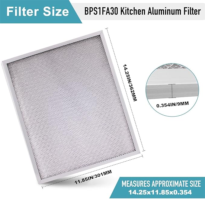 BPS1FA30 Range Hood Filter 11-3/4" x 14-1/4" x 3/8" (4 Pack) - Compatible with Broan Nutone hood grease filter - Replaces 99010299 S99010305 AP3378953