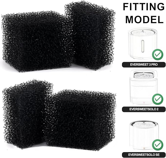 20pcs Pet Fountain Replacement Filters, Cat Drink Watering Filter Replaced Foam Filters Square Sponge Filter for PETKIT Eversweet 3 Pro/PETKIT Eversweet Solo 2/PETKIT EversweetSolo SE