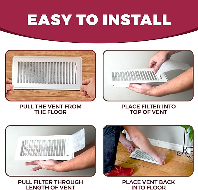 NORTHWEST ENTERPRISES Vent Filters, 48 Floor Vent Register Filters - 4"x10", 90 Day Filtration