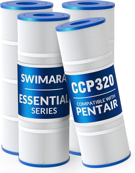 Pool Filter Cartridge, Essential Series, Replacement for PCC80 R173573 178580 817-0081, Compatible with Pentair Clean & Clear Plus 320 Waterway 325, Cylindrical Fabric, 320 Sq. Ft. 4-PK