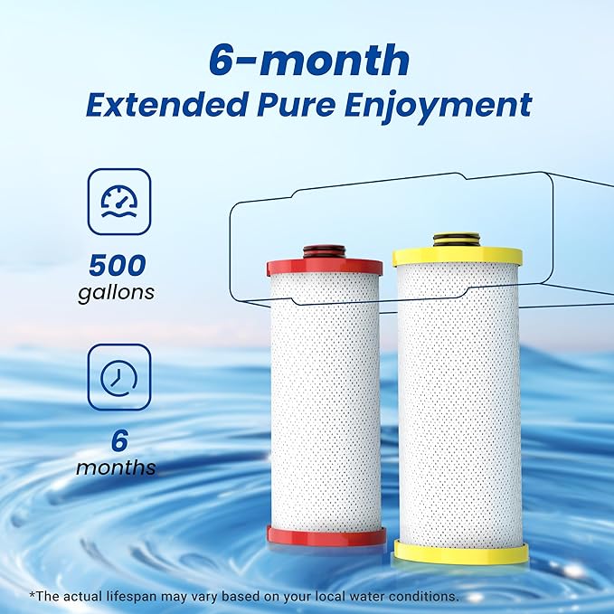 Waterspecialist WS852-R Water Filter, Replacement for Aquasana® AQ-5200R, AQ-6200, Claryum® 2-Stage, AO Smith® AO-US-200-R, 500 Gallons, 2 Filters