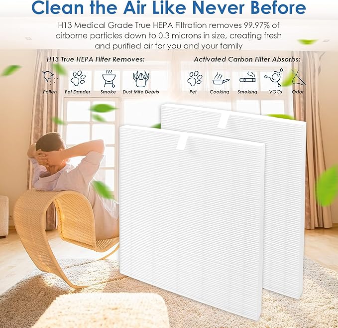 C545 Replacement Filter S, Compatible with Winix C545 Air Purifier, Part Number 1712-0096-00, H13 Grade Air Filters, 2-Pack